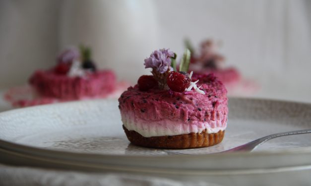 Kokosový mini cheesecake bez cukru s pitahayou